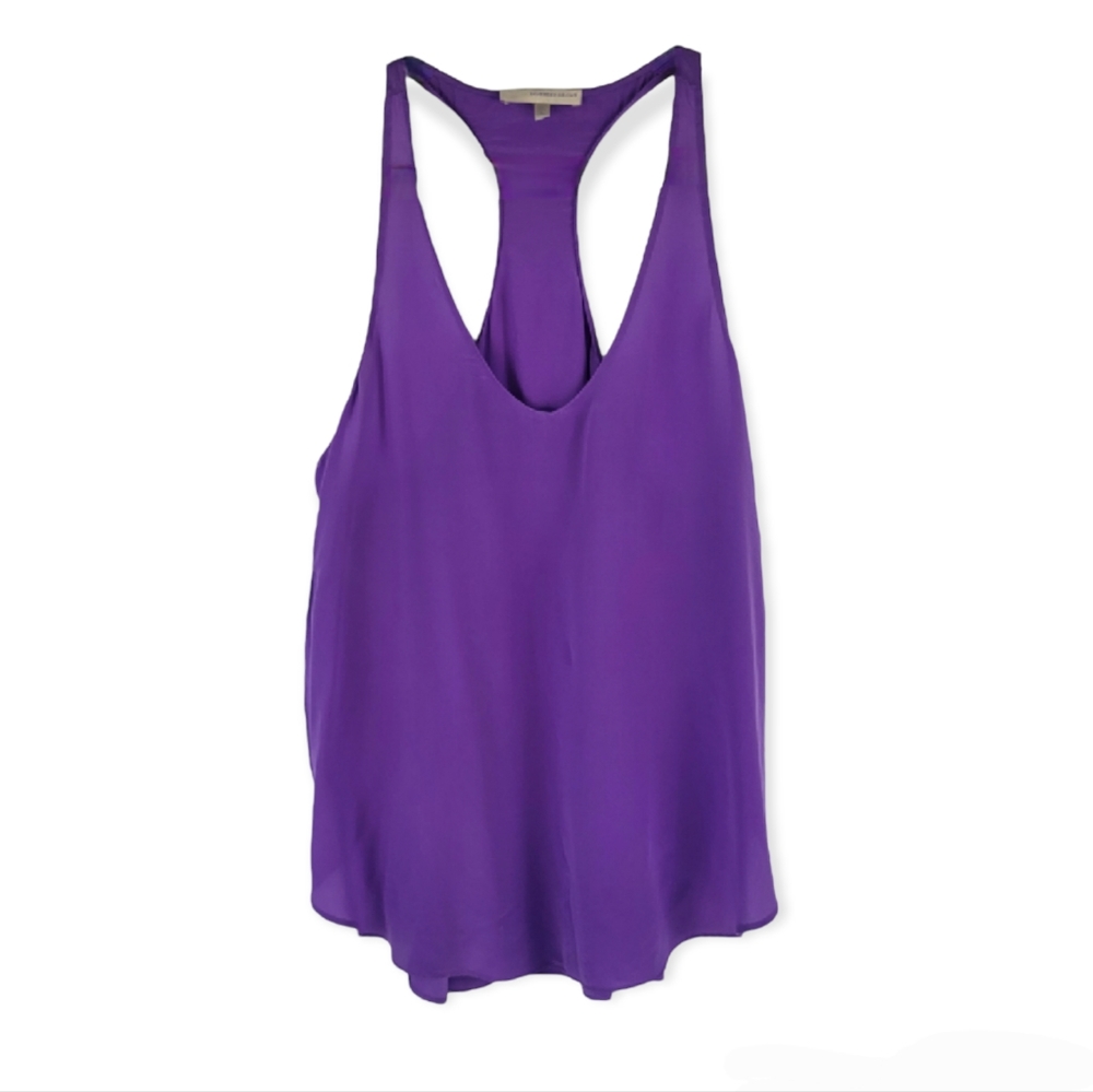 Lavender Brown 100% Silk Sleeveless Blouse with Split Side Hems, EUC, size Large